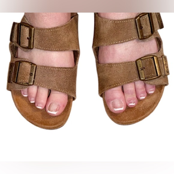 MINNETONKA brown suede double buckle sandalss women’s shoes size 8 - Picture 9 of 13